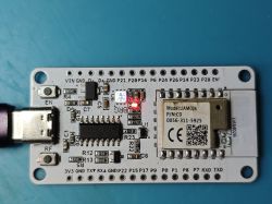 Development board with UAM026 module connected via USB-C