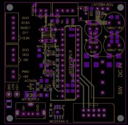 PCB design with ATmega328P microcontroller and power control for Raspberry Pi