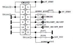 Diagram of CN102 connector connections on the main board.