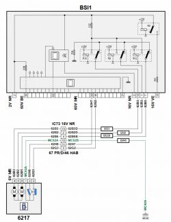 Schemat połączeń elektrycznych z oznaczeniami BSI1 i numeracją przewodów.