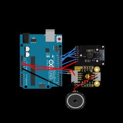 RFID and MP3 Module Wiring with Arduino Uno Wiring diagram of Arduino Uno with RFID and MP3 modules and an 8-ohm speaker