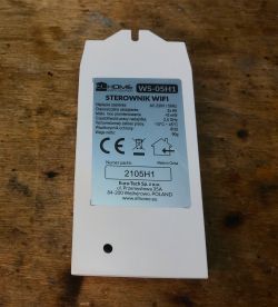 WS-05H1 WiFi Controller with Technical Label WS-05H1 WiFi controller with technical label on a wooden table.