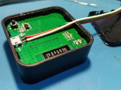 PCB board with connected power wires and casing
