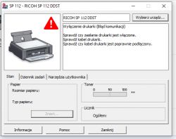 RICOH SP112 - Instalacja sterowników i wykrycie drukarki. RICOH SP112 - Instalacja sterowników i wykrycie drukarki.