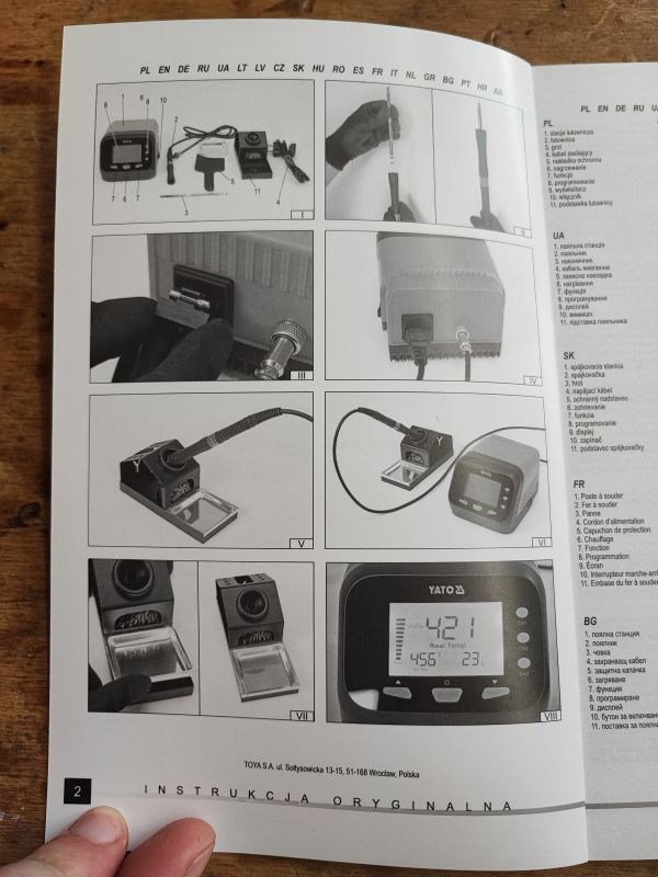 Instrukcja obsługi stacji lutowniczej Yato YT-82462