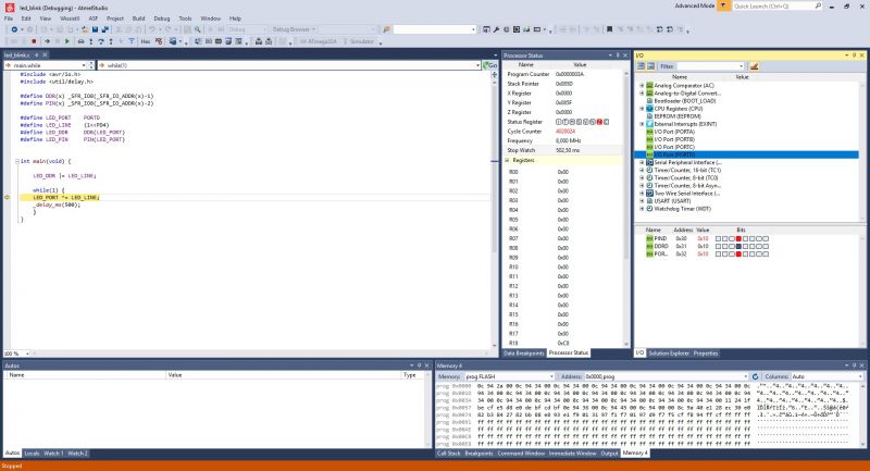 WinAVR toolchain, makefile, programator i symulacja w Atmel Studio 7 [Poradnik]