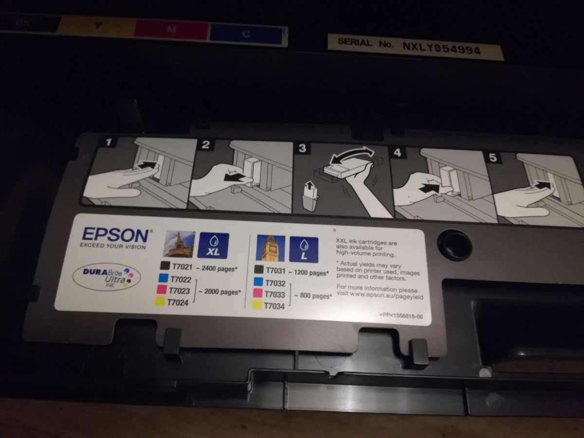 EPSON WorkForce Pro WP4535 DWF.Napełnianie oryginalnych tuszy Epsona.