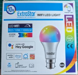 ExtraStar B22 WiFi LED 10W bulb packaging.