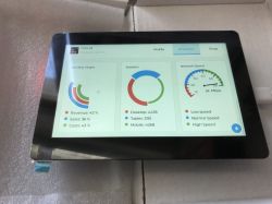 Waveshare ESP32-S3-Touch-LCD-5 with LVGL demo interface Waveshare ESP32-S3-Touch-LCD-5 touchscreen displaying an LVGL analytics interface demo.