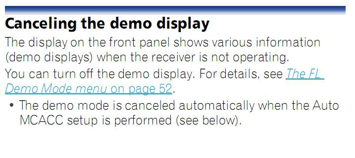 Pioneer VSX 527 - jak wyłączyć demo na wyświetlaczu?