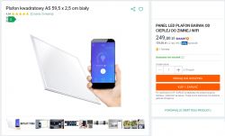LED Panel Offer with App Control Screenshot of a 60x60 cm LED panel offer with a mobile app.