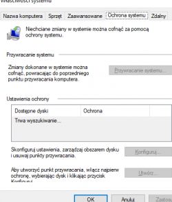Punkt przywracania - Problem z utworzyneniem punktu przywracania