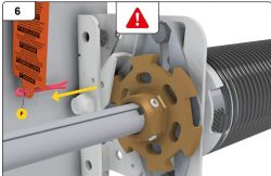 Ilustracja przedstawia mechanizm blokady zapadki z elementem blokującym oznaczonym literą F.