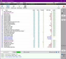 Zrzut ekranu z programu Victoria 5.37 pokazujący dane S.M.A.R.T. dysku Transcend TS4TMTS830S
