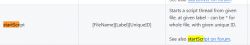 Documentation snippet showing the startScript command highlighted in orange.