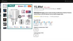 Advertisement for a smart socket with energy monitoring feature on AliExpress.