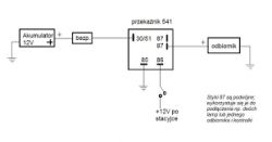 Schemat przekaźnika 541 do wentylatora - czy podłączenie przez włącznik jest ok?