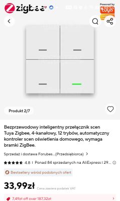 Four-button Tuya Zigbee wireless scene switch, one button lit with green light