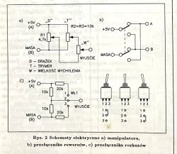 Schematy elektryczne: manipulator, przełącznik rewersów i przełącznik rozkazów