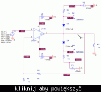 Schemat wzmacniacza AB w PSPICE bez układu TDA 1514A - poszukiwania