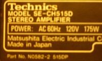 Technics SE-HD55 - wartości napięć z transformatora do podłączenia 240V