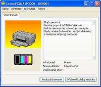Canon PIXMA IP 3000 - po włączeniu mruga pomarańczową lampką