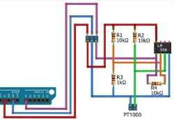 Smokehouse analogue thermometer for PT1000, LM358 and ESP8266