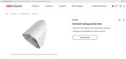 Zrzut strony Hikvision z produktem AB-FE45, skośną puszką montażową do kamer