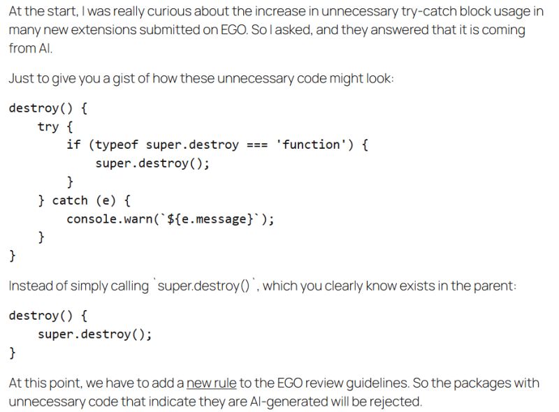 Porównanie dwóch wersji funkcji destroy() w JavaScript, jedna z try-catch, druga uproszczona