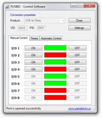 Moduł USB z przekaźnikami oparty o układ MCP2200
