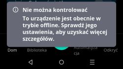 Error message stating the device is offline and cannot be controlled