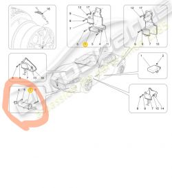 Schemat przedstawiający układ elementów anteny TMPS w samochodzie.
