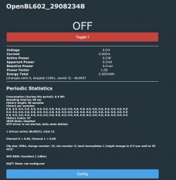 OpenBL602 User Interface with Power Data Screenshot of OpenBL602 user interface displaying power data.