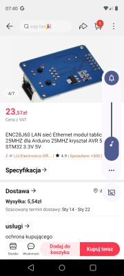 [Kupię] moduł ENC28J60 wersja ze stabilizatorem 3,3V goldpin 2x6