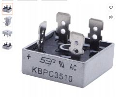 Mostek prostowniczy KBPC3510 z czterema złączami na obudowie aluminiowej