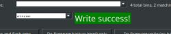 Write success! message on software screen