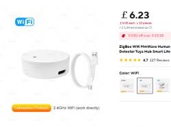 ZigBee Wifi MmWave motion detector with USB cable.