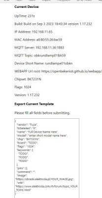 Screenshot of IoT device configuration interface showing MQTT data.