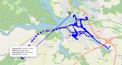 Radio Signal Coverage Map Around Ostróda Map showing radio signal paths around Lake Drwęckie.