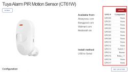 Configuring Tuya/SmartLife Alarm PIR Motion Sensor (CT61W) with CB3S (BK7231N) Module
