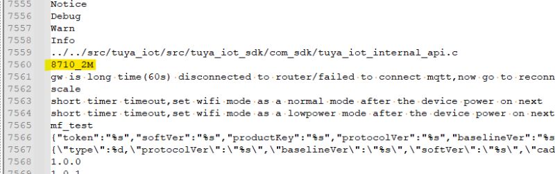 Screenshot of source code with highlighted text “8710 2M”