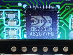 Close-up of BK7231N integrated circuit on a circuit board.