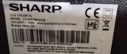 Sharp TV Information Sticker Information sticker on Sharp TV model LC-40CFE4042E.