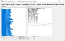 Screenshot of Tuya Config Quick Viewer tool extracting Tuya device GPIO configuration.