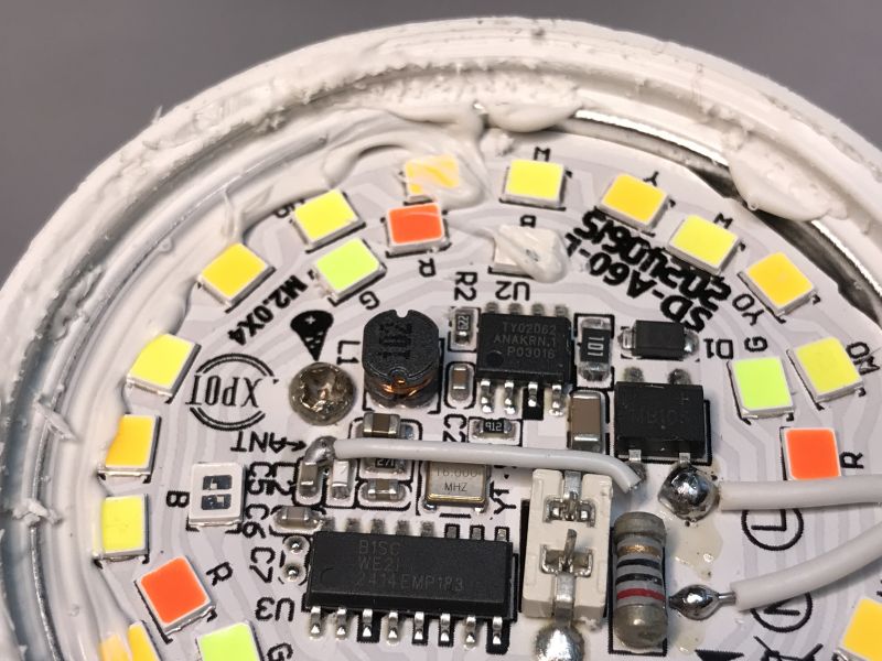Inside of Bluetooth RGB/CCT LED Bulb Internal structure of Bluetooth RGB/CCT LED bulb