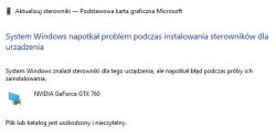 GIGABYTE GTX 760 OC 2GB - błąd przy instalacji sterownika