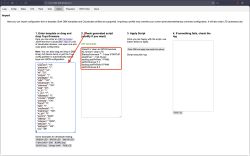 Screenshot of an “Import” page with a JSON text box, generated GPIO script, and an empty log panel