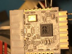Close-up of BK7231N Module Close-up of a BK7231N electronic module with marked components and inscriptions.