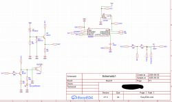 Schemat w EasyEDA z układem NE555, termistorem NTC, tranzystorami BC547, brzęczykiem i diodą LED