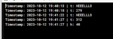 TuyaMCU Measurement Results Screenshot showing temperature and humidity measurements sent by TuyaMCU.